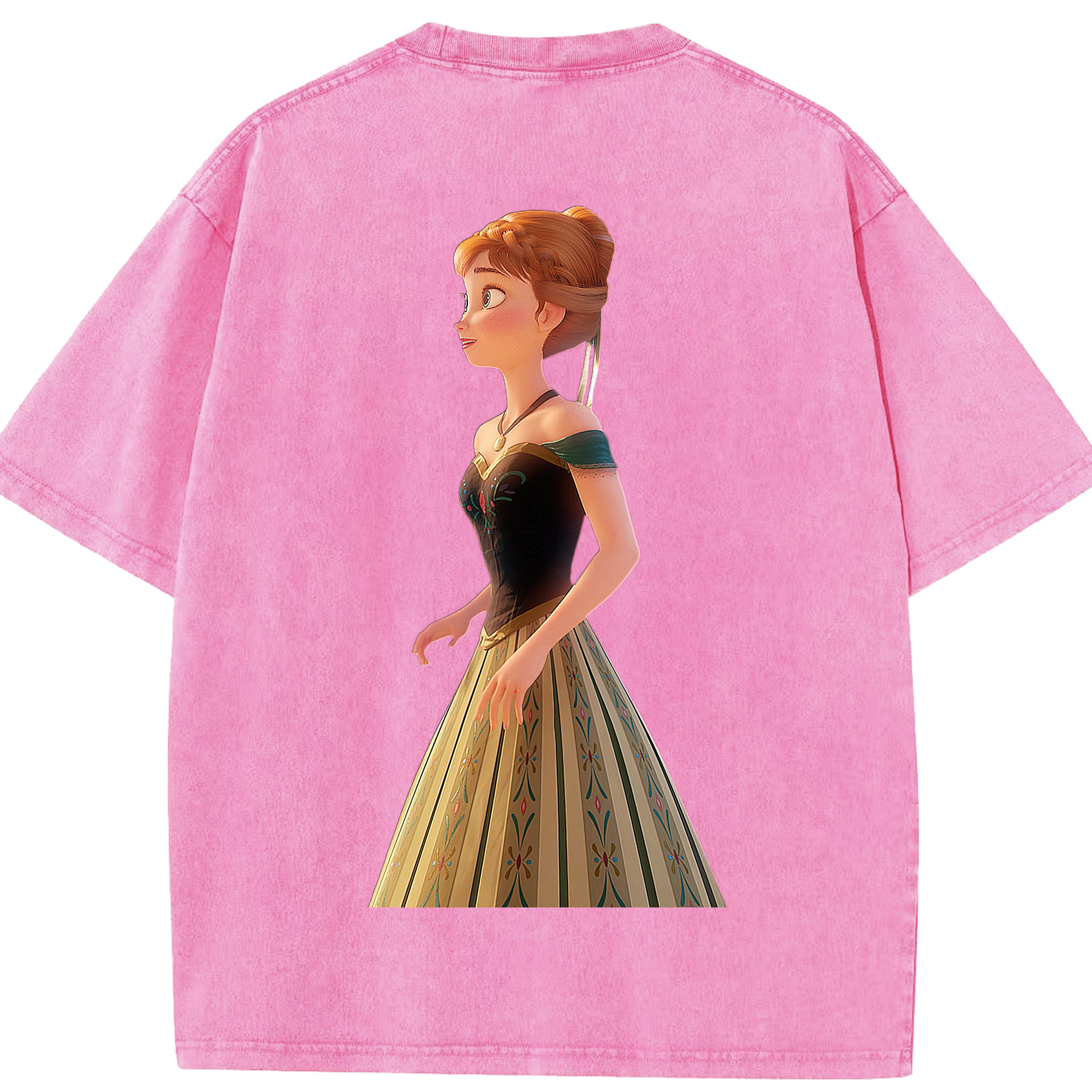 （画像用） アナと雪の女王 アンナ エルサ Frozen Anna Elsa 綿100% ヴィンテージ風 半袖Tシャツ（背面プリント）